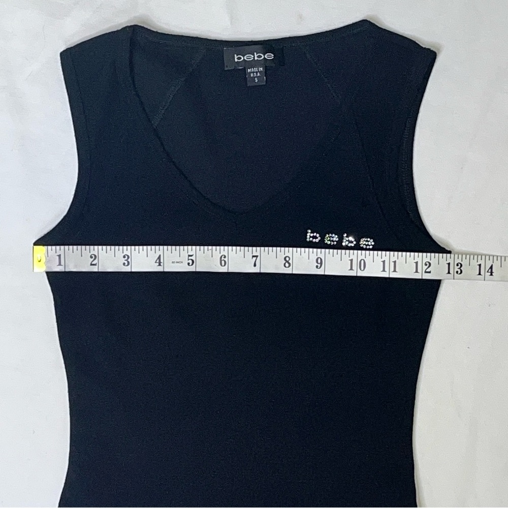bebe Black Rhinestone Logo Tank Top - Picture 10 of 14